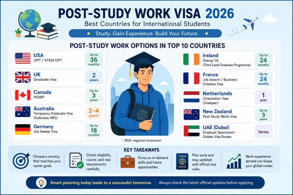 Post-Study Work Visa 2026 – Best Countries for Indian Students